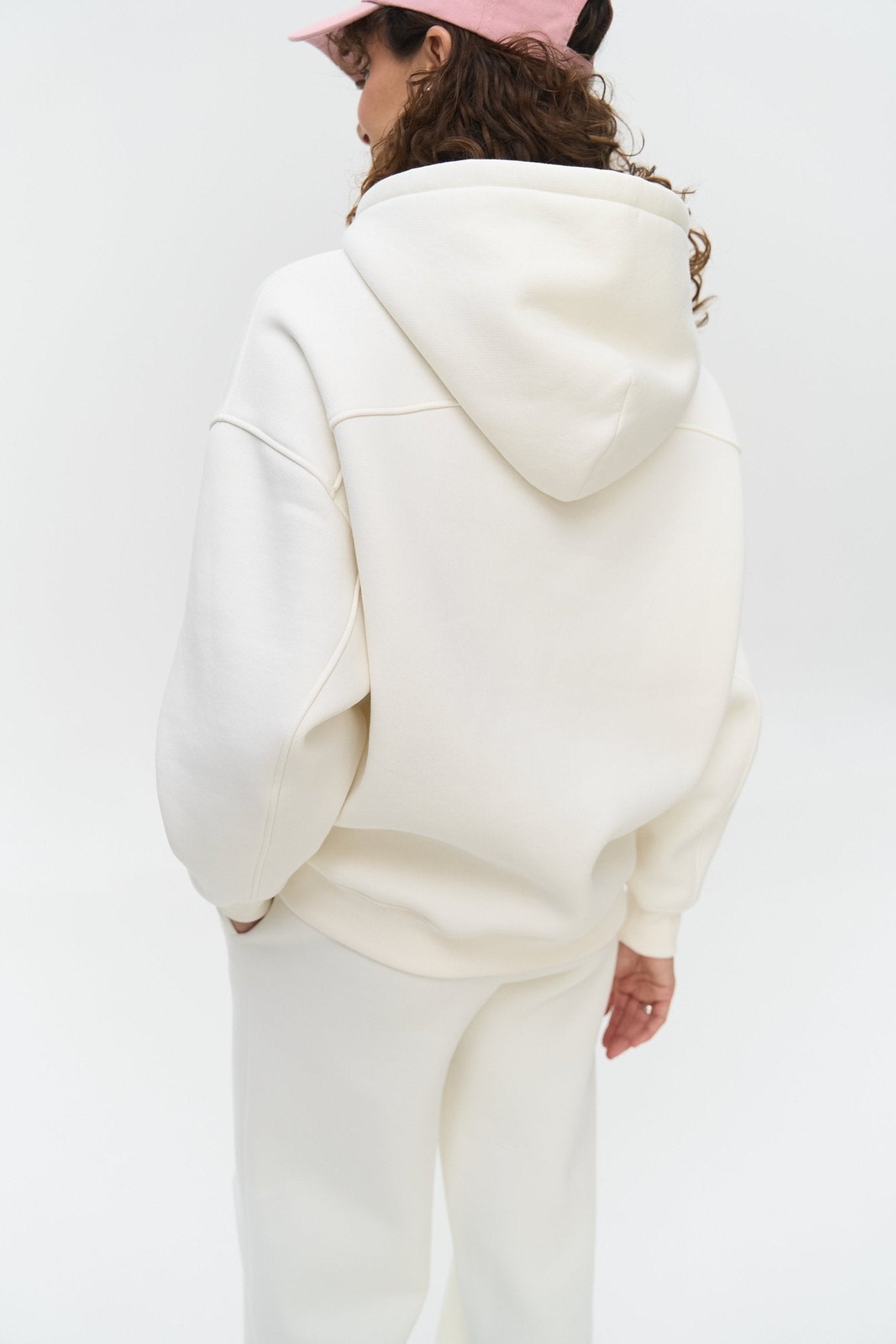 Fleece Hoodie with Topstitching W26 Off - White | MMSW