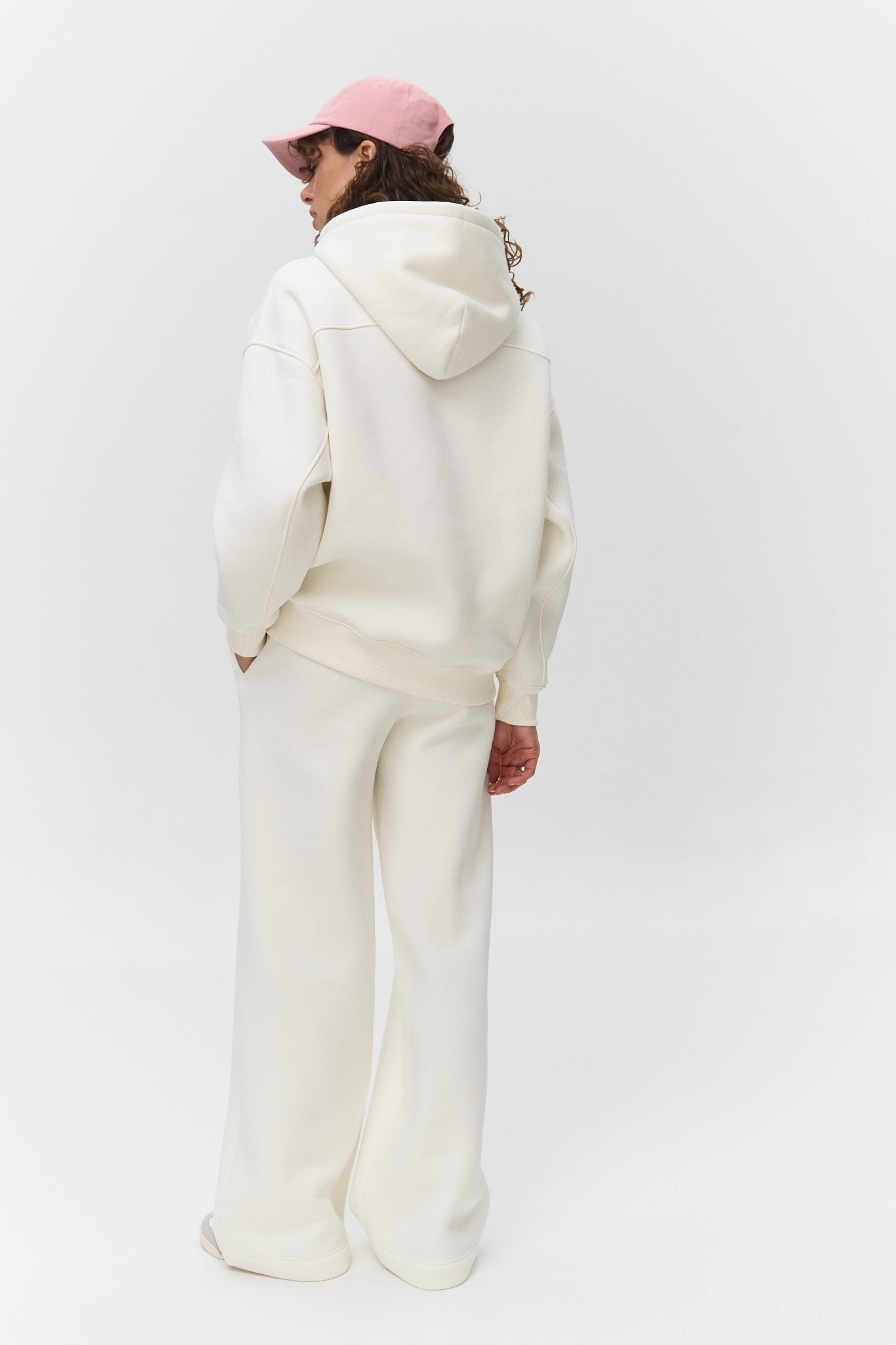Fleece Hoodie with Topstitching W26 Off - White | MMSW