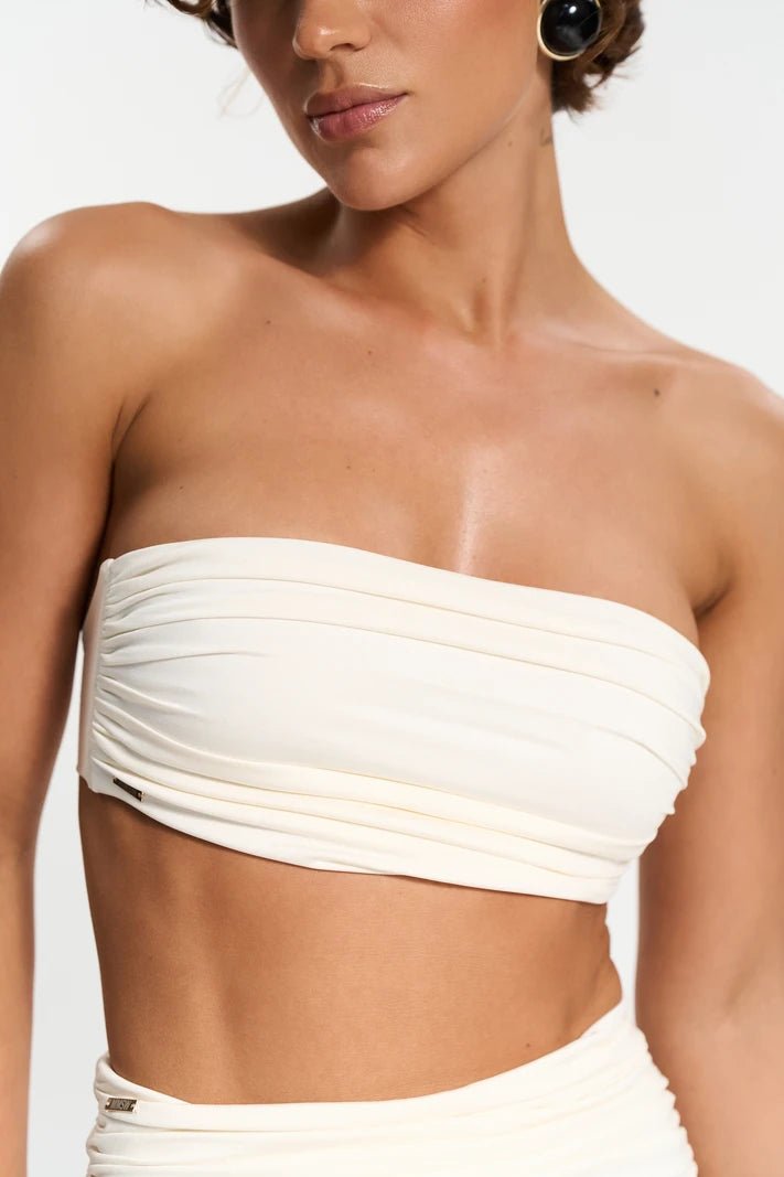 BANDEAU BIKINI TOP DRAPED MILK | MMSW