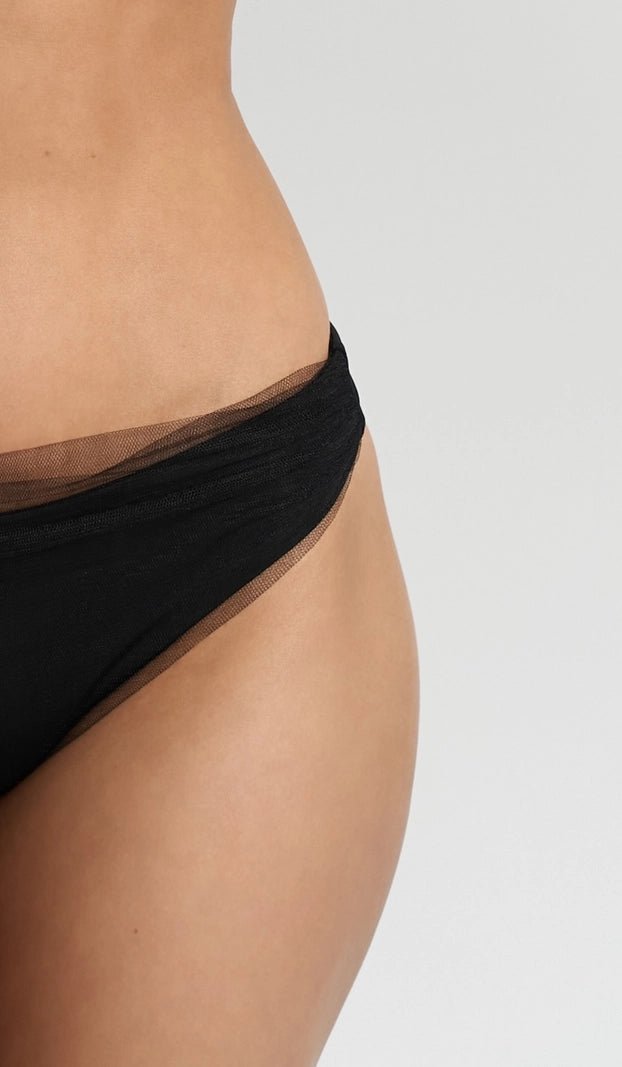 CHEEKY BIKINI BOTTOMS DRAPED BLACK | MMSW
