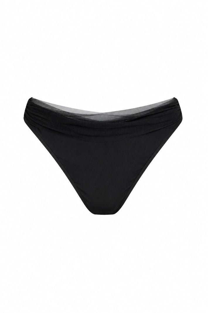 CHEEKY BIKINI BOTTOMS DRAPED BLACK | MMSW