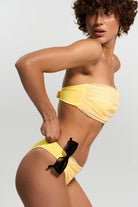 CHEEKY BIKINI BOTTOMS DRAPED YELLOW | MMSW