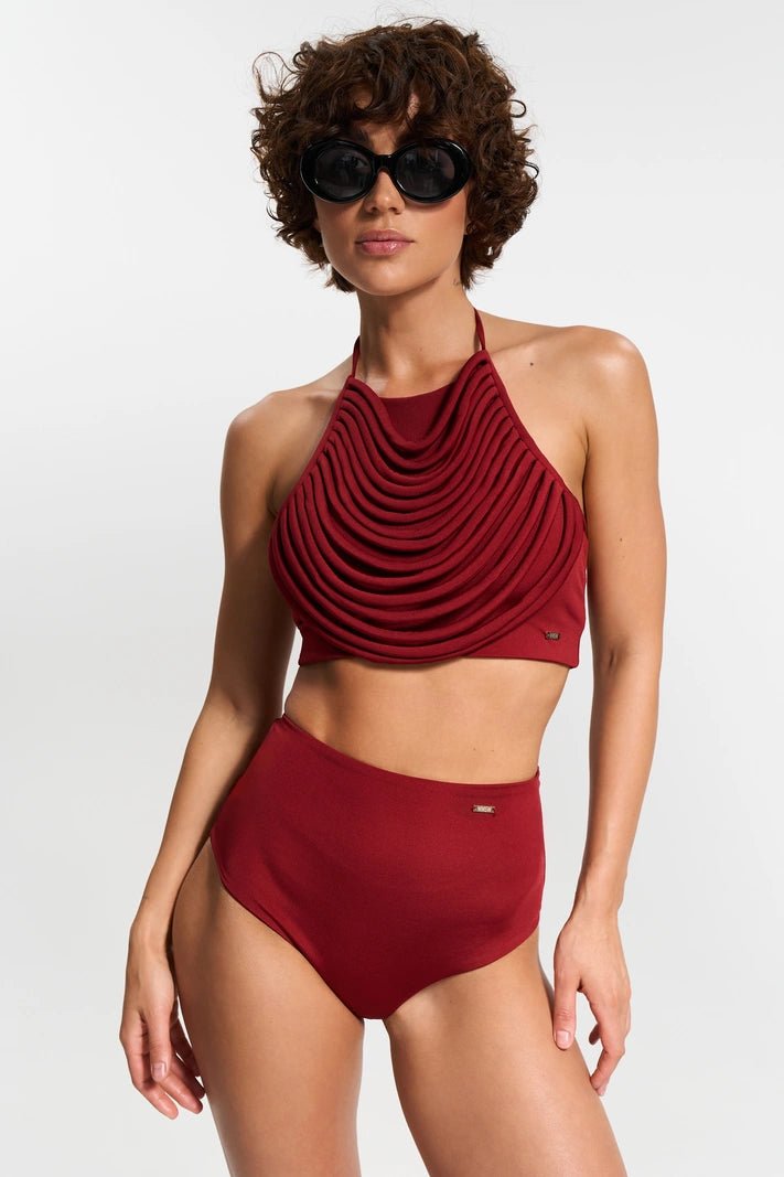 HIGH WAIST BIKINI BOTTOMS BURGUNDY | MMSW