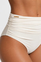 HIGH WAIST BIKINI BOTTOMS DRAPED MILK | MMSW