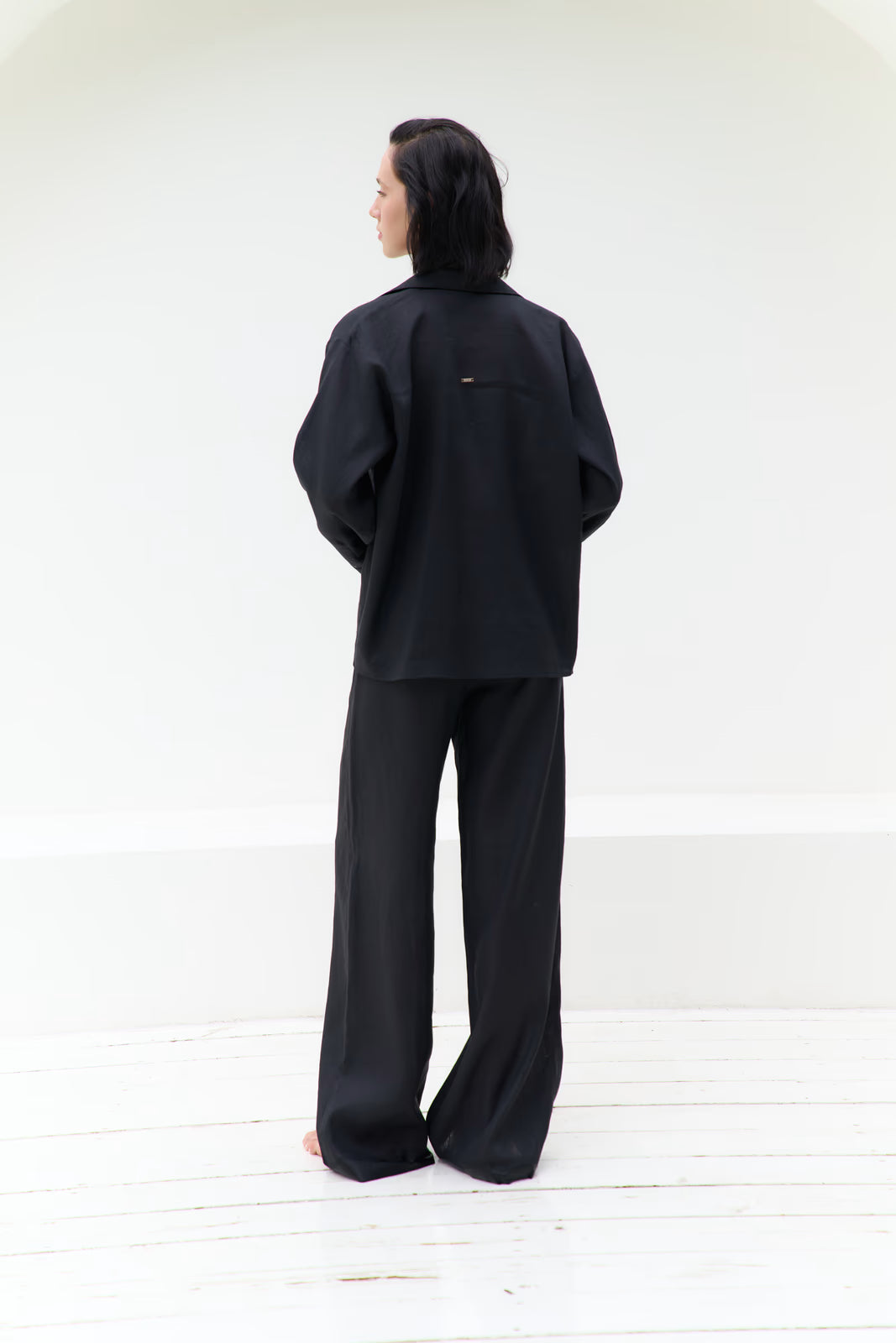 Linen shirt with ties SS Black | MMSW