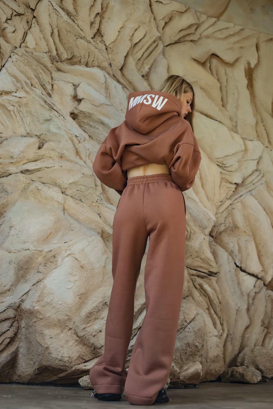 WOMEN’S OVERSIZED FLEECE HOODIE BUTTONS CARAMEL | MMSW