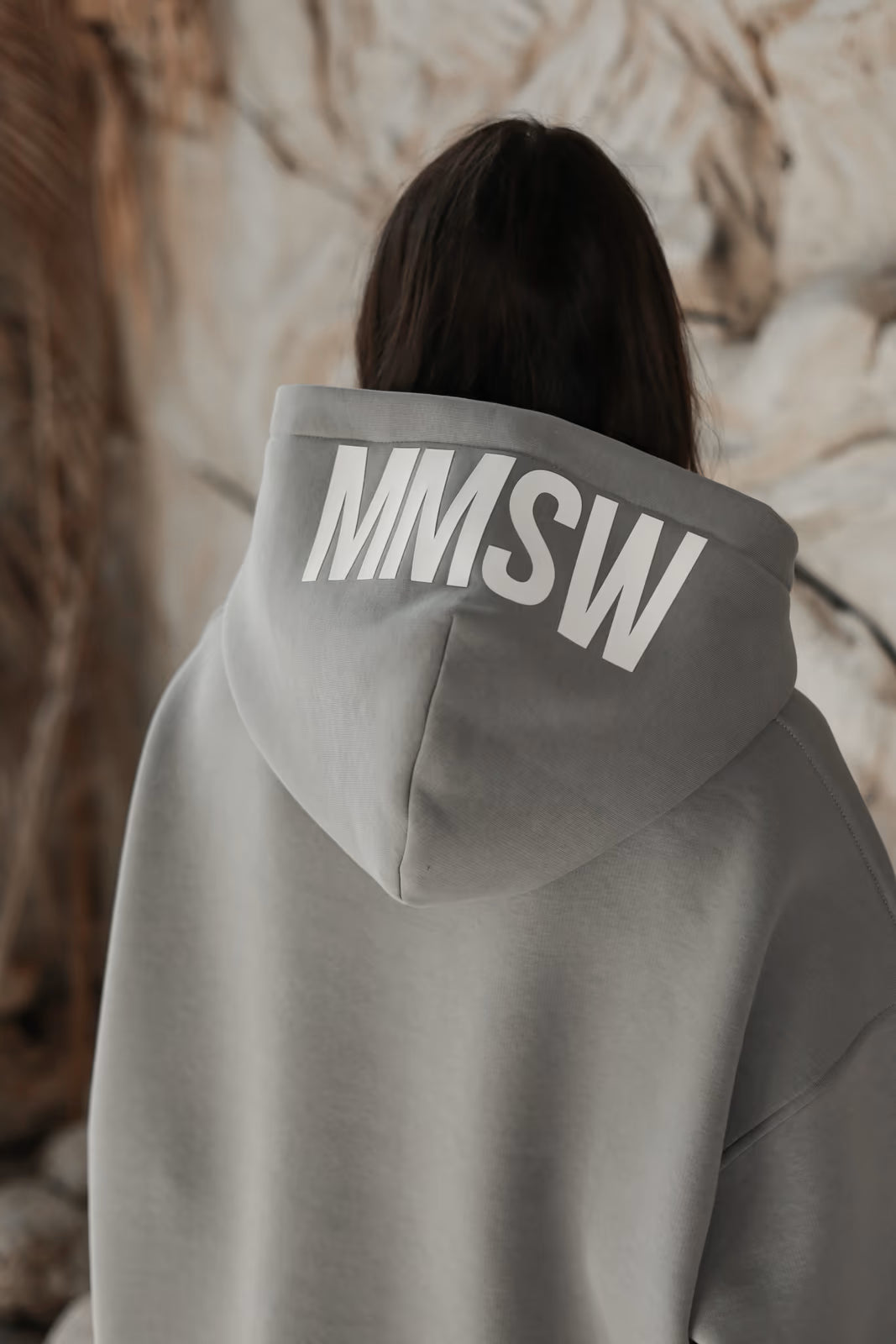 WOMEN’S OVERSIZED FLEECE HOODIE BUTTONS GREY | MMSW