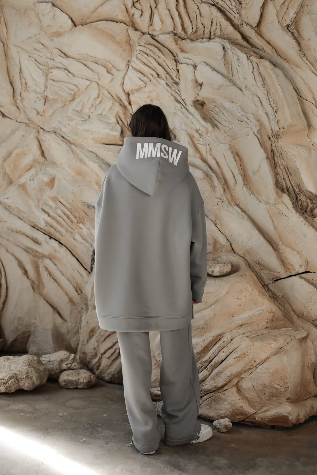 WOMEN’S FLEECE WIDE PANTS DRAWSTRING GREY | MMSW