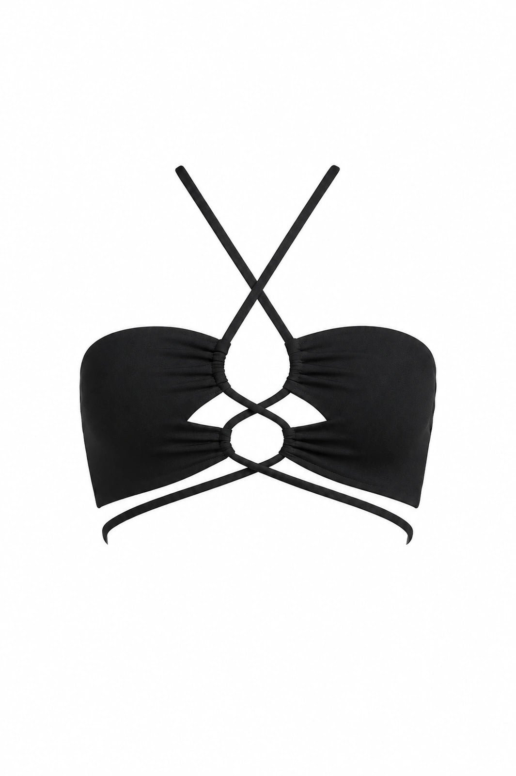 STRAPLESS BANDEAU BIKINI TOP WITH SPLIT MATTE BLACK | MMSW