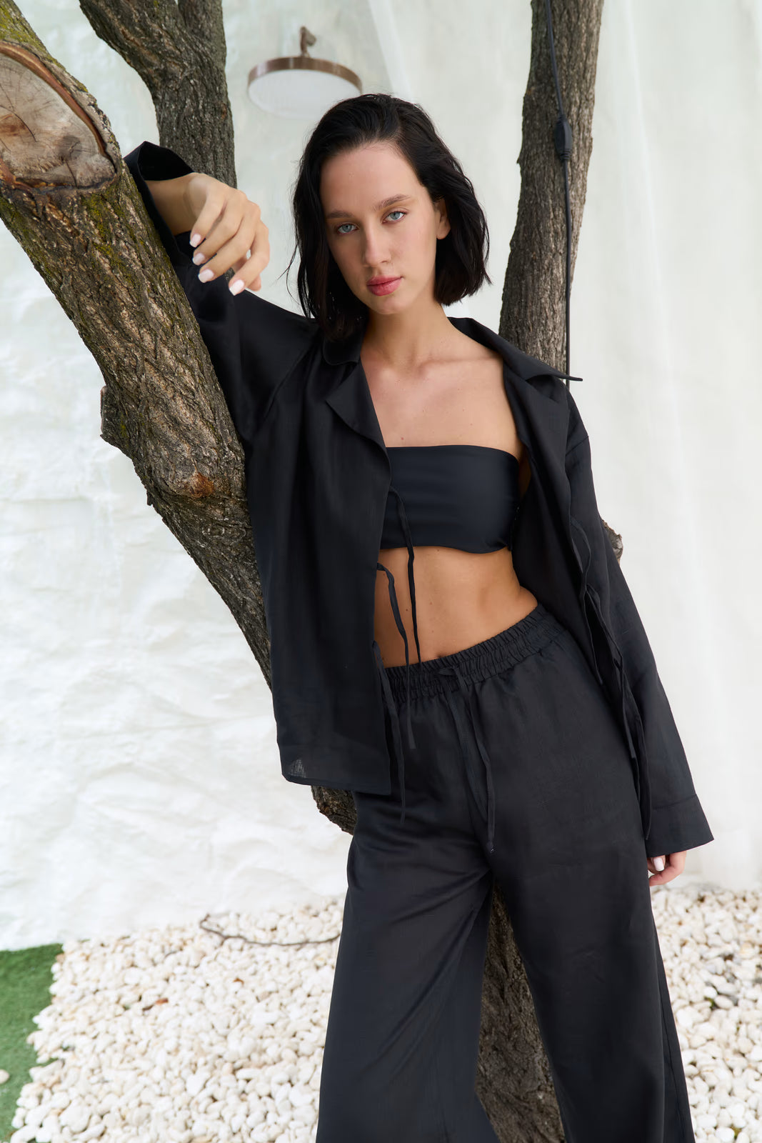 WOMEN’S STRAIGHT LINEN PANTS BLACK | MMSW