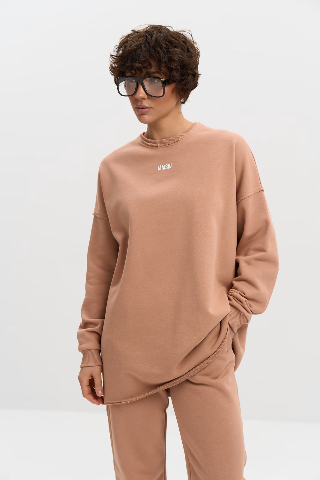 WOMEN’S SWEATSHIRT WITH RAW EDGES MACCHIATO | MMSW
