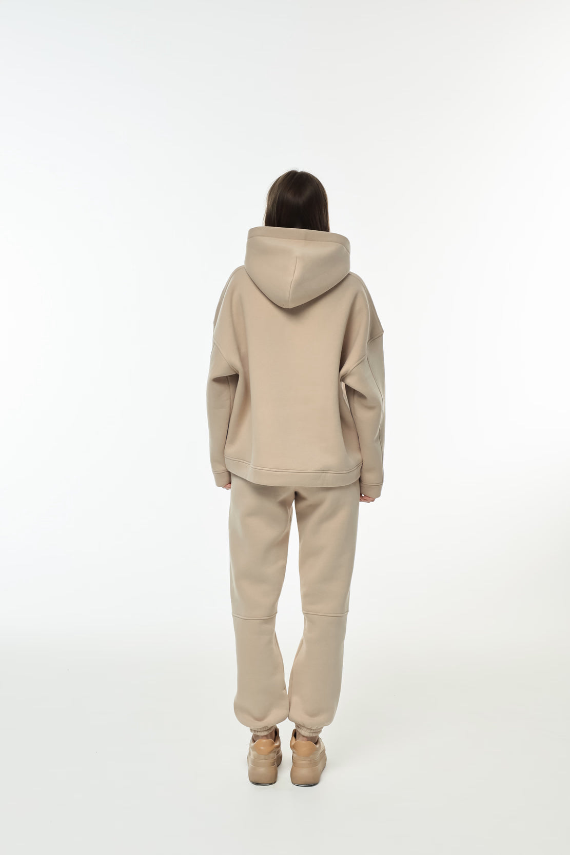 WOMEN’S FLEECE CLEAN HEM SWEATSUITS BEIGE | MMSW