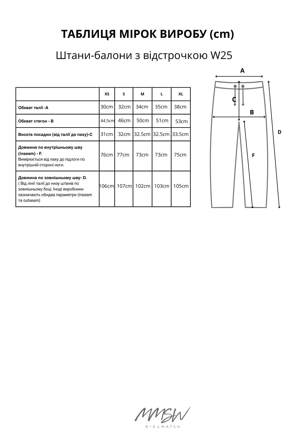 CLOTHING SIZE CHART | MMSW