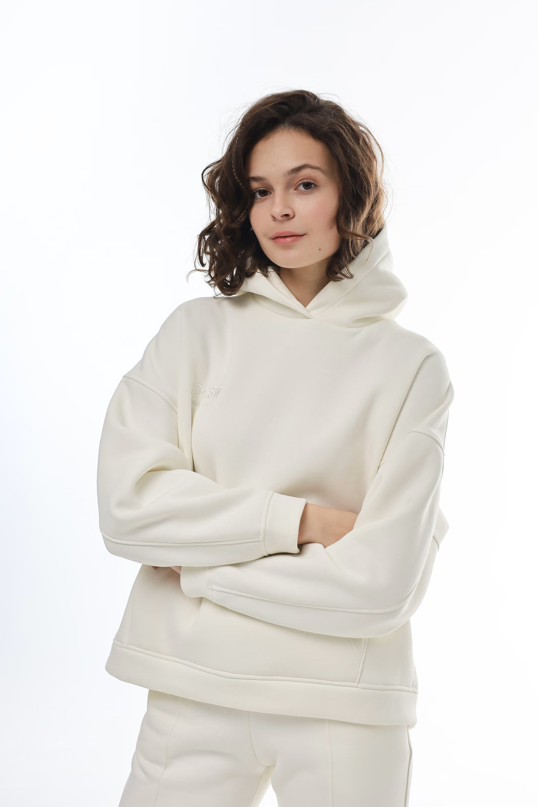 WOMEN’S FLEECE HOODIE CLEAN HEM MILK | MMSW