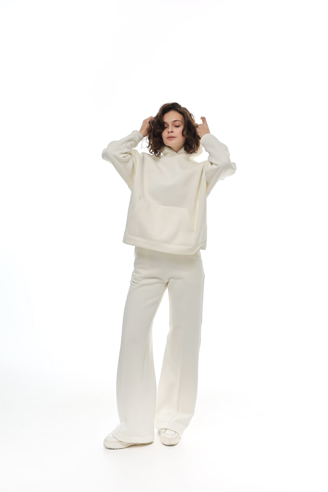 WOMEN’S FLEECE HOODIE CLEAN HEM MILK | MMSW