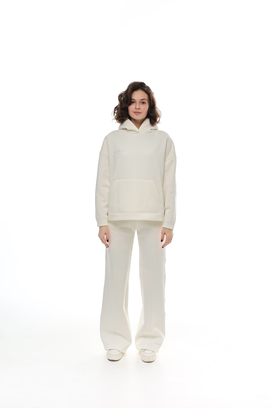 WOMEN’S FLEECE HOODIE CLEAN HEM MILK | MMSW