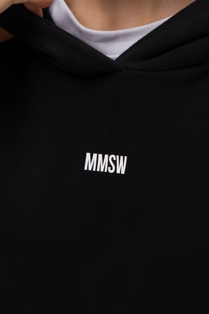 WOMEN’S HOODIE AND WIDE PANTS STITCHED FRONT SWEATSUIT DARK BLACK | MMSW