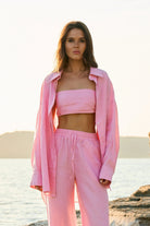 WOMEN’S LINEN CROP TOP PINK | MMSW