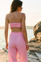WOMEN’S LINEN CROP TOP PINK | MMSW