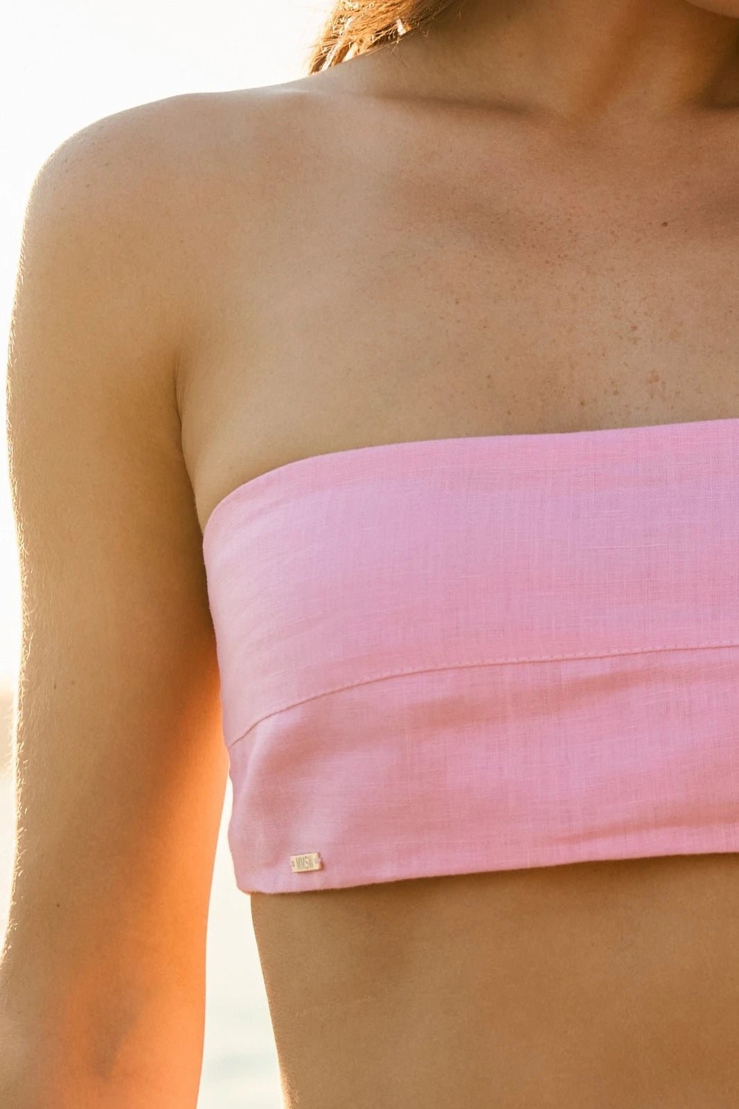 WOMEN’S LINEN CROP TOP PINK | MMSW
