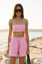 WOMEN’S LINEN CROP TOP PINK | MMSW