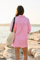 WOMEN’S LINEN SHIRT CHEST POCKET PINK | MMSW