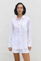 WOMEN’S LINEN SHIRT CHEST POCKET WHITE | MMSW