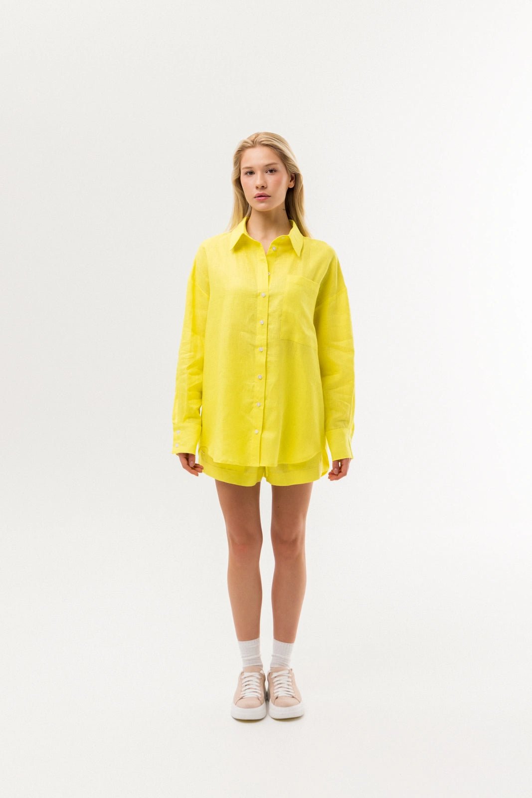 WOMEN’S LINEN SHIRT CHEST POCKET YELLOW | MMSW