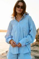 WOMEN’S LINEN SHIRT CHESTPOCKET LIGHT BLUE | MMSW