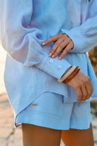 WOMEN’S LINEN SHIRT CHESTPOCKET LIGHT BLUE | MMSW