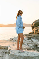 WOMEN’S LINEN SHIRT CHESTPOCKET LIGHT BLUE | MMSW