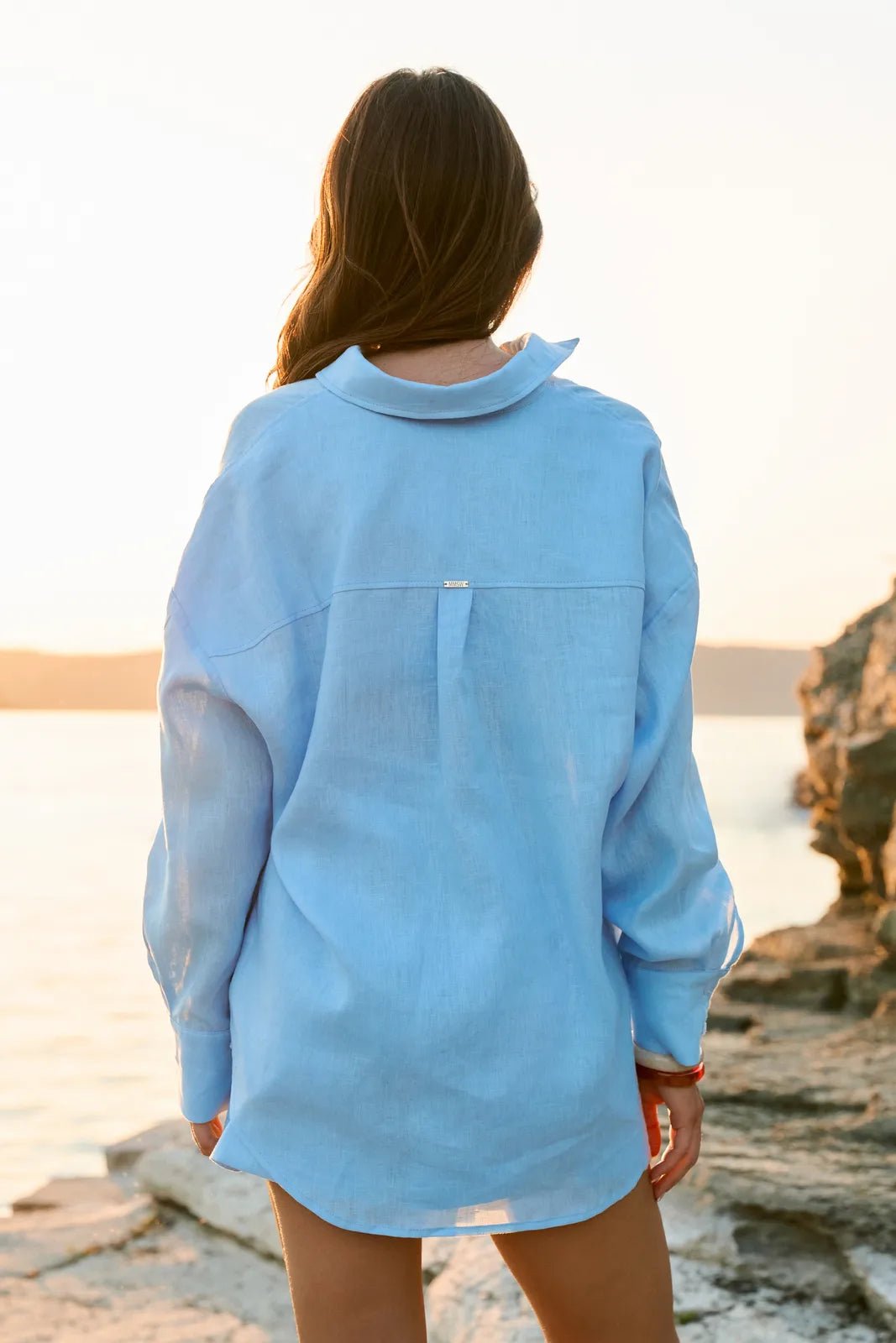 WOMEN’S LINEN SHIRT CHESTPOCKET LIGHT BLUE | MMSW