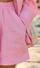 WOMEN’S LINEN SHORTS PINK | MMSW