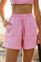 WOMEN’S LINEN SHORTS PINK | MMSW