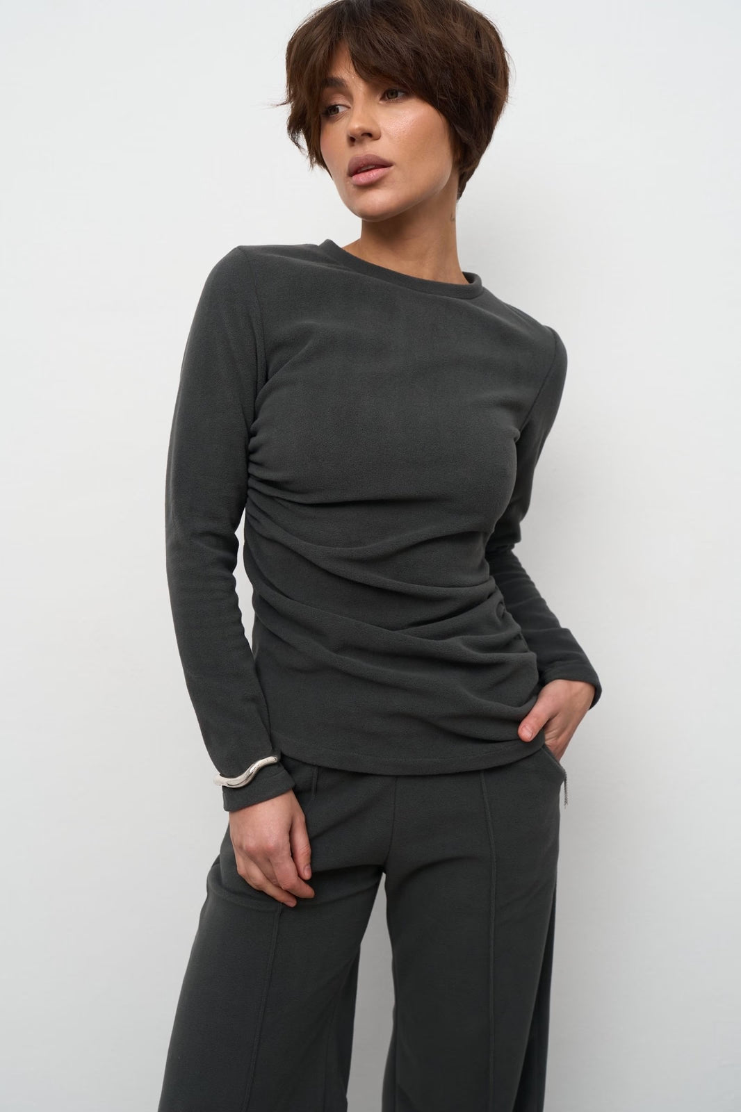 WOMEN’S LONGSLEEVE AND PALAZZO PANTS SET GRAPHITE | MMSW