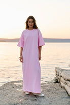 WOMEN’S MAXI DRESS WITH SIDE SLITS BABY PINK | MMSW