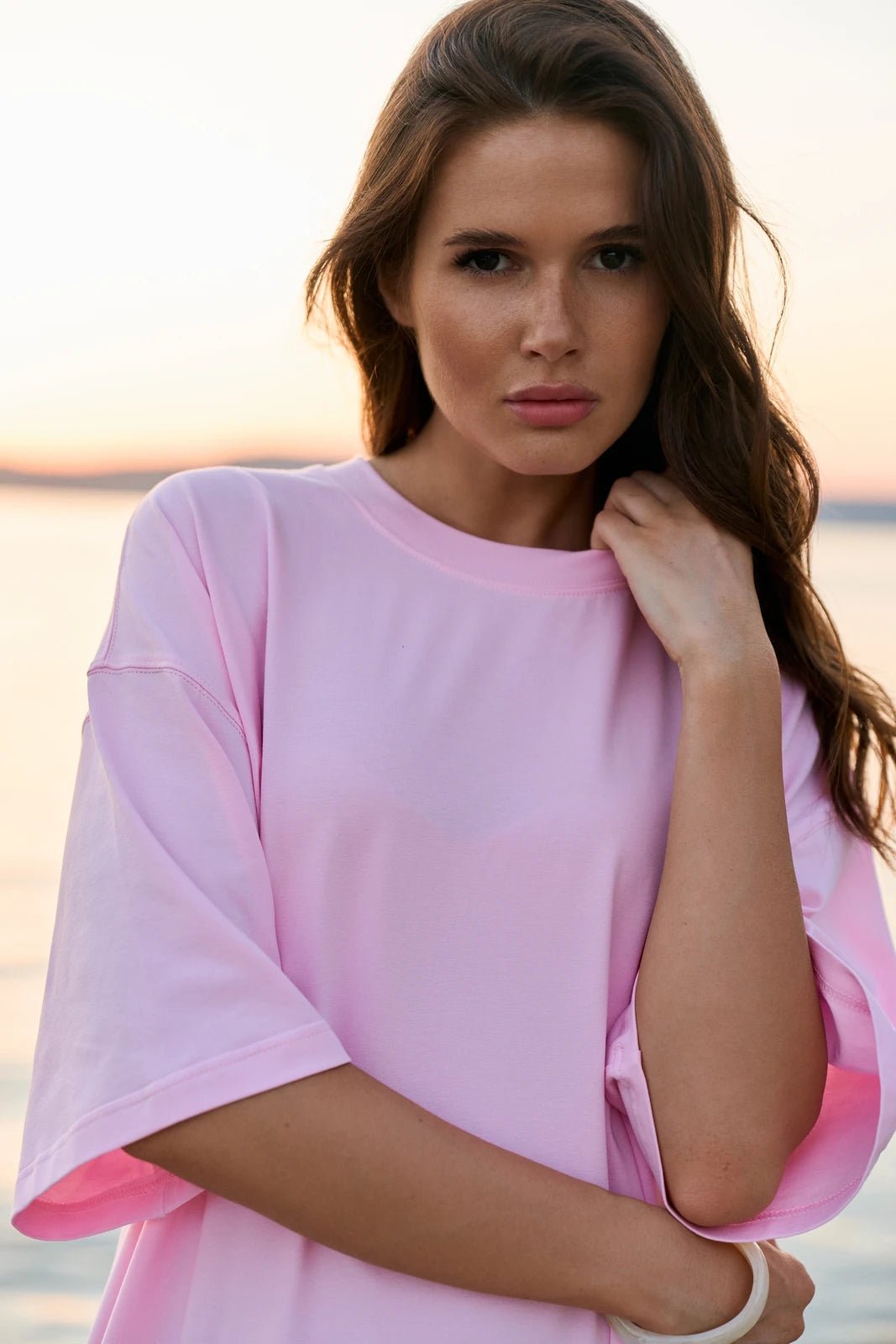 WOMEN’S MAXI DRESS WITH SIDE SLITS BABY PINK | MMSW