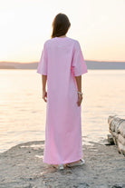 WOMEN’S MAXI DRESS WITH SIDE SLITS BABY PINK | MMSW