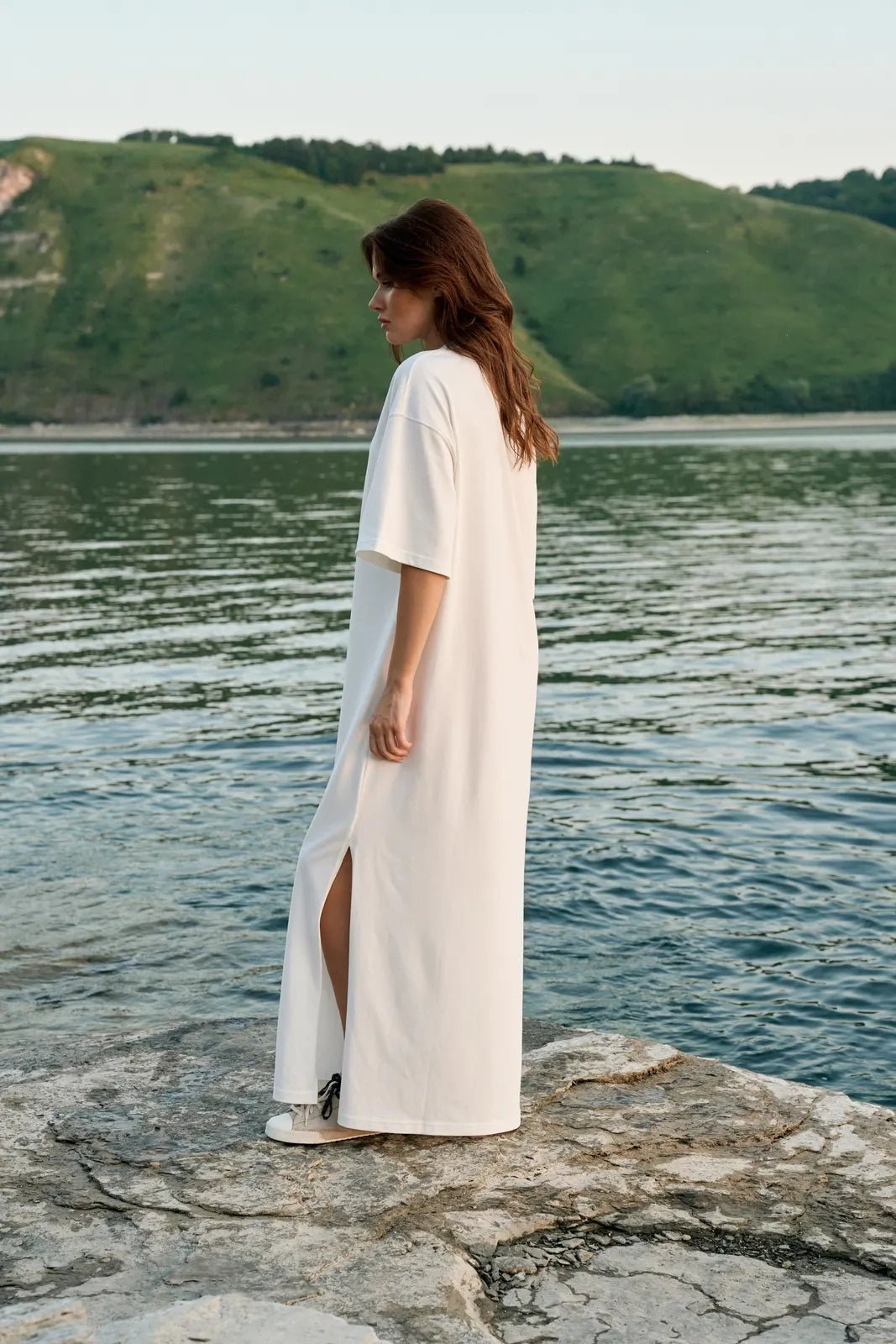 WOMEN’S MAXI DRESS WITH SIDE SLITS MILK | MMSW