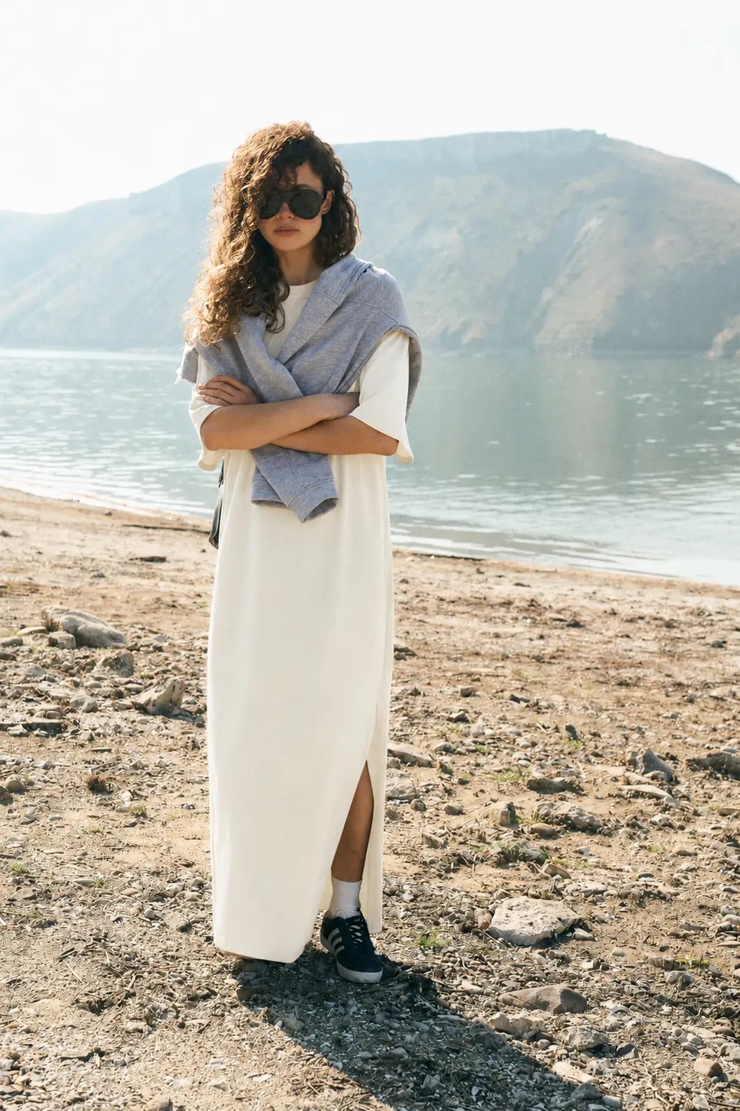 WOMEN’S MAXI DRESS WITH SIDE SLITS MILK | MMSW