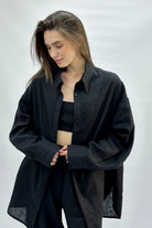 WOMEN’S OVERSIZE LINEN SHIRT BLACK | MMSW