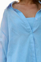 WOMEN’S OVERSIZE LINEN SHIRT LIGHT BLUE | MMSW