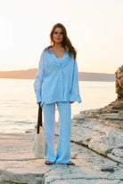 WOMEN’S OVERSIZE LINEN SHIRT LIGHT BLUE | MMSW