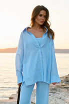 WOMEN’S OVERSIZE LINEN SHIRT LIGHT BLUE | MMSW