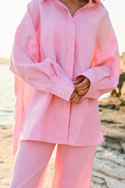 WOMEN’S OVERSIZE LINEN SHIRT PINK | MMSW