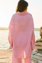 WOMEN’S OVERSIZE LINEN SHIRT PINK | MMSW