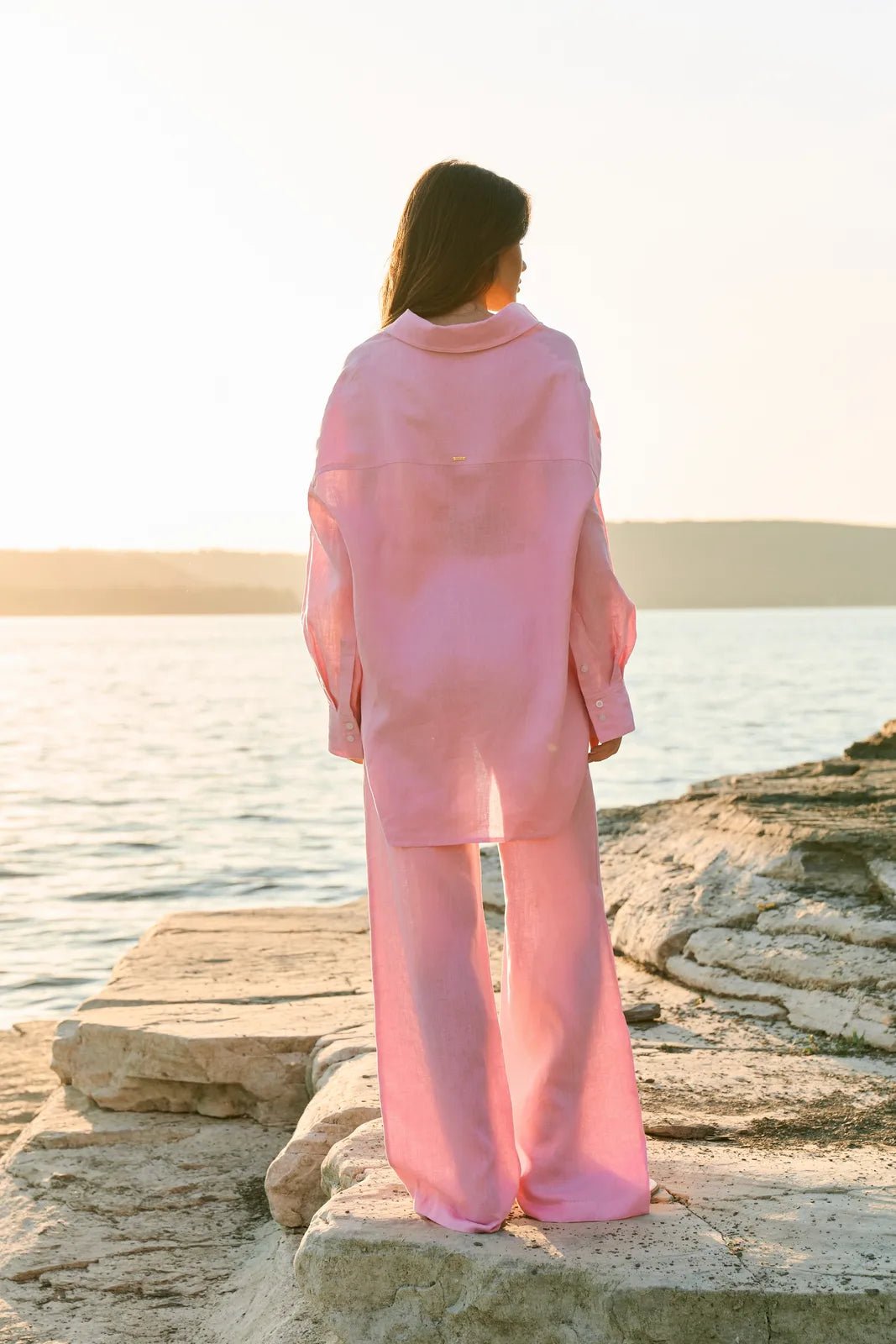 WOMEN’S OVERSIZE LINEN SHIRT PINK | MMSW