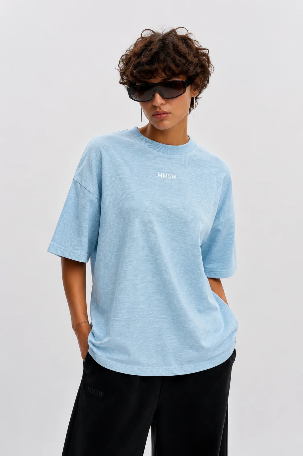 WOMEN’S OVERSIZE T-SHIRT LIGHT BLUE MELANGE | MMSW