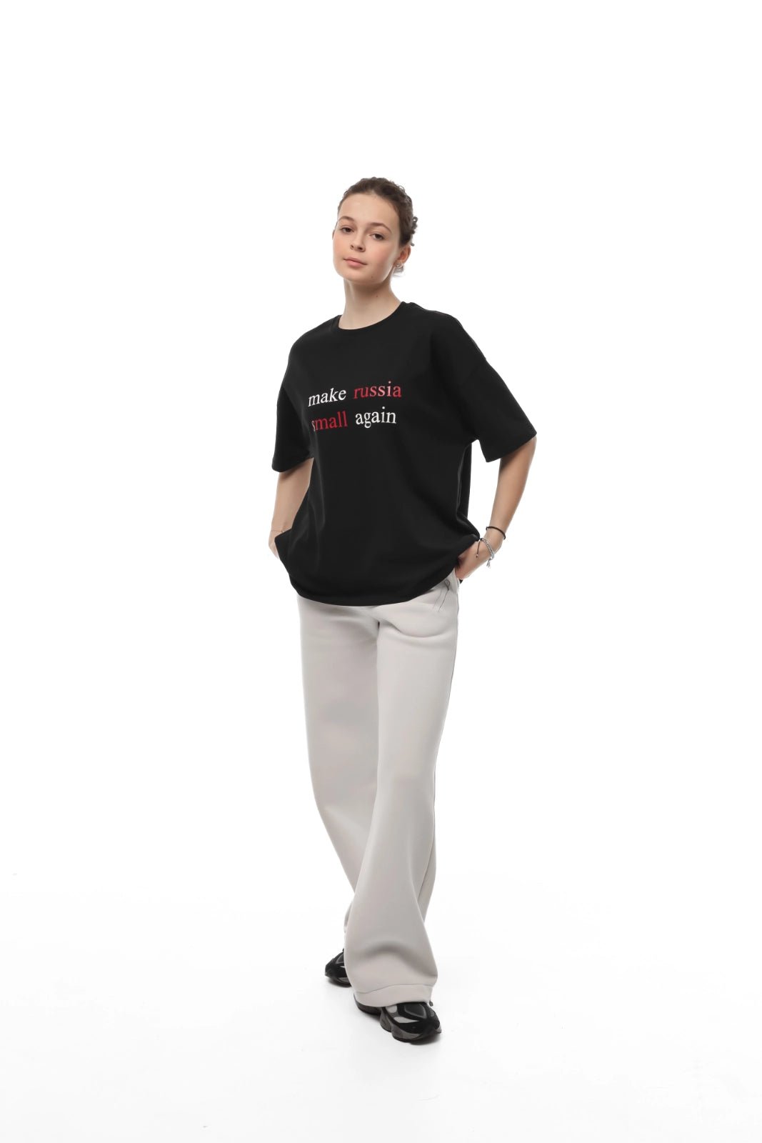 WOMEN’S OVERSIZE T-SHIRT PRINT "SMALL" BLACK | MMSW