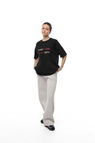 WOMEN’S OVERSIZE T-SHIRT PRINT "SMALL" BLACK | MMSW